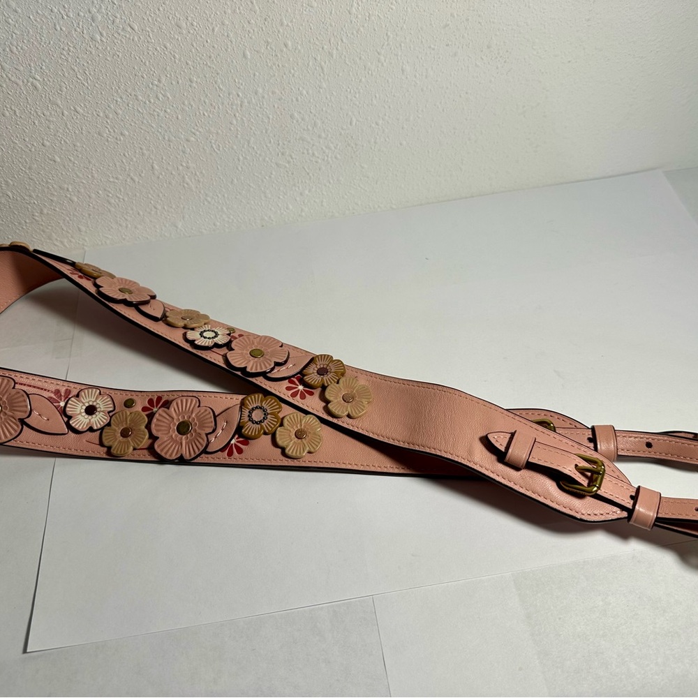 COACH: Peony Pink Tea Rose Novelty Smooth Leather Strap